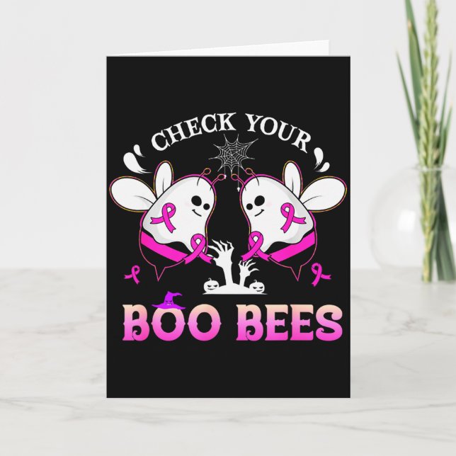 Tarjeta Check Your Boo Bees Funny Breast Cancer Halloween  (Anverso)