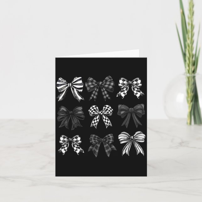 Tarjeta Checkered Bow Coquette Funny Gift Tee Women, Men  (Anverso)