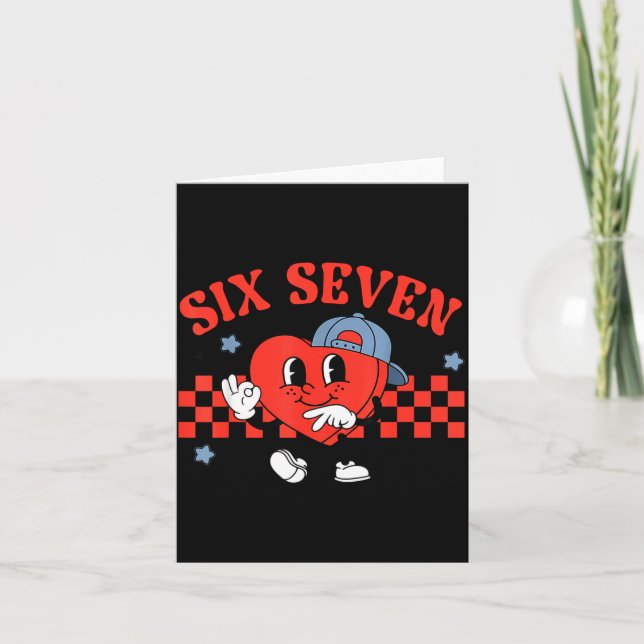 Tarjeta Checkered Six Seven Cool Hearts 67 Valentines Day  (Anverso)