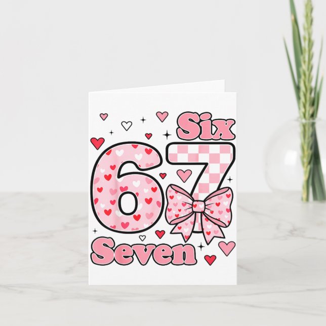 Tarjeta Checkered Valentine Cute Six Seven 6 7 Meme Teens  (Anverso)