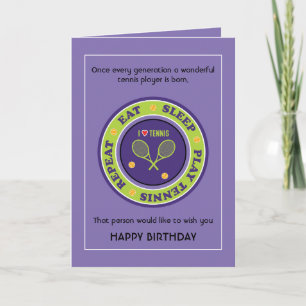Tarjeta Cheeky Feliz cumpleaños, púrpura 🎾 tenis Cumpleañ