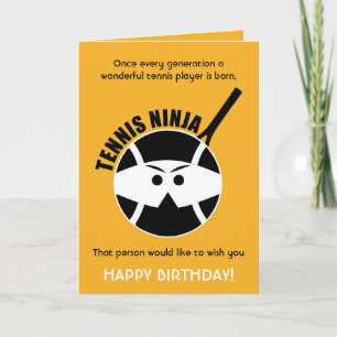 Tarjeta Cheeky Happy Birday 🎾 Tennis Ninja 💛 Coche amari