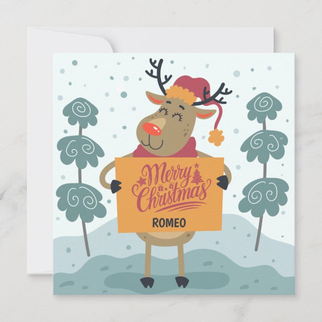 Tarjeta Cheeky Reindeer Christmas Greeting Card (Anverso)