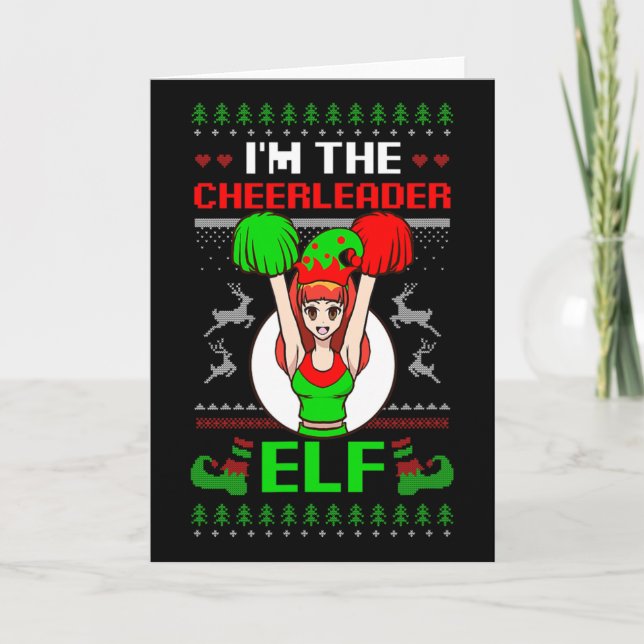Tarjeta Cheerleader Elf Design Christmas Cheerleading  (Anverso)
