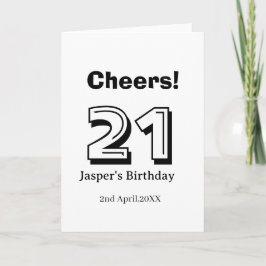 Tarjeta Cheers 21 birthday bold letter name boy man gifts 
