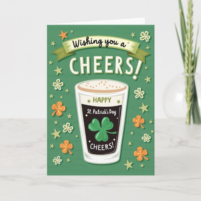Tarjeta Cheers Glitter Texture St Patricks Card (Anverso)