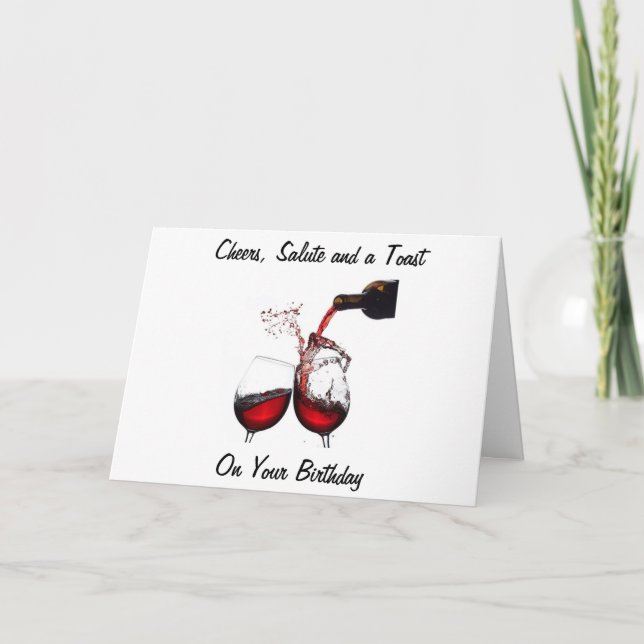 TARJETA CHEERS, SALUTE AND TOAST TO YOU ON BIRTHDAY (Anverso)