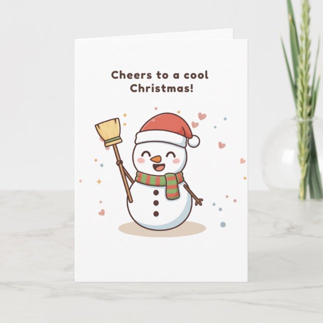 Tarjeta Cheers to a Cool Christmas Snowman Card (Anverso)