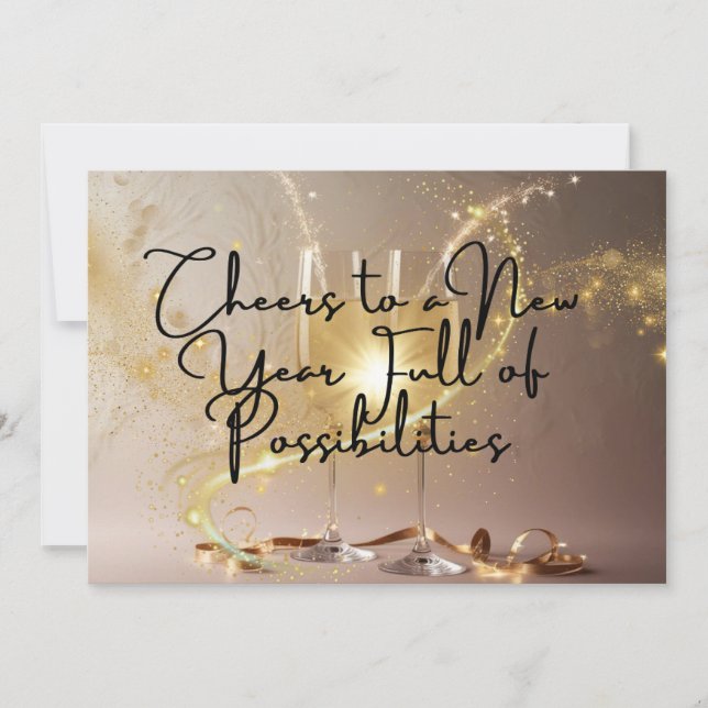 Tarjeta Cheers to a New Year Full of Possibilities (Anverso)