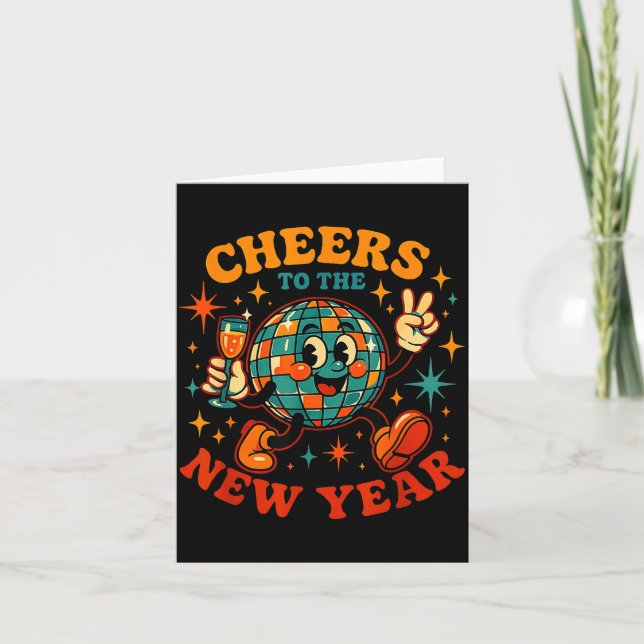 Tarjeta Cheers To The New Year 2026 Retro Party Gift  (Anverso)