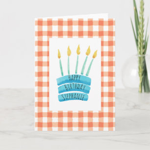 Tarjeta Cheery Happy Birday Cake Card, Personalizable