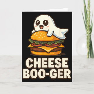 Tarjeta Cheese Boo-ger Cute Ghost Burger Funny Food Pun Ha