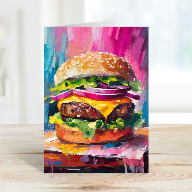 Tarjeta Cheeseburger Colorful Moderno Resumen Arte (Subido por el creador)