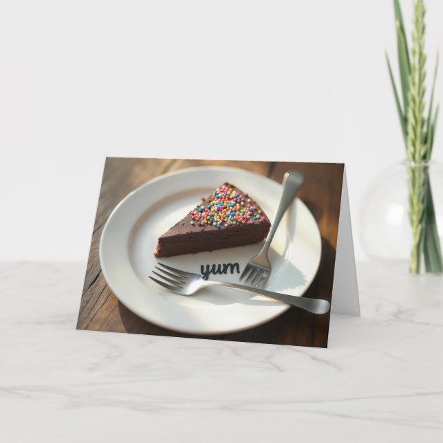 Tarjeta Cheesecake de chocolate por cumpleaños (Anverso)