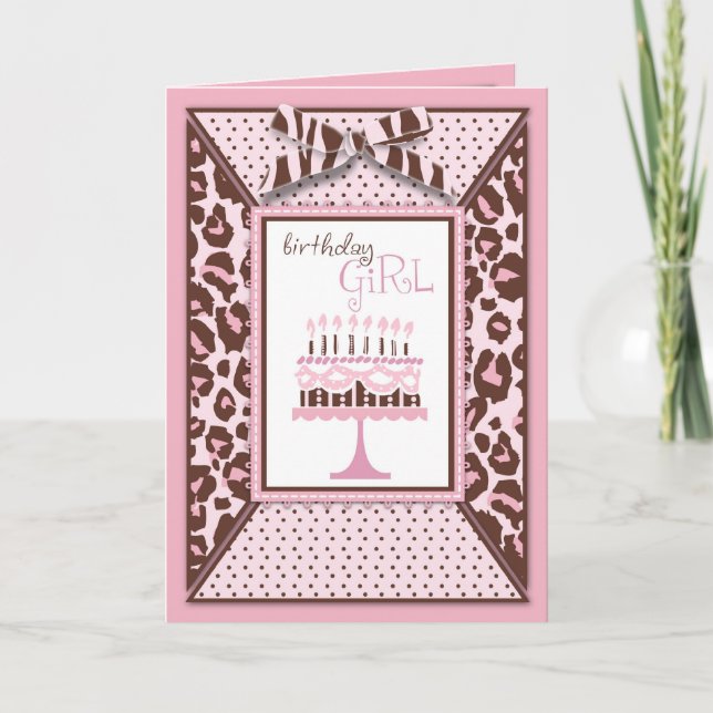 Tarjeta Cheetah Chica Birthday Card (Anverso)