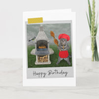 Chef al aire libre Tabby Cat Funny Birday Card
