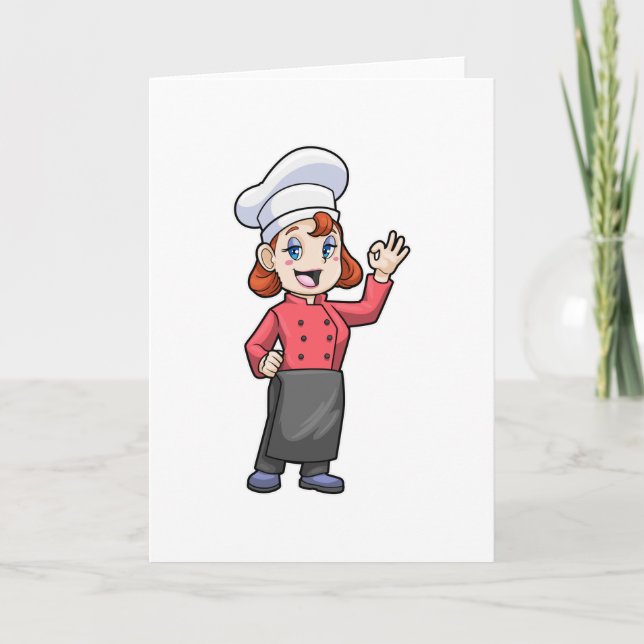 Tarjeta Chef con delantal de cocina (Anverso)