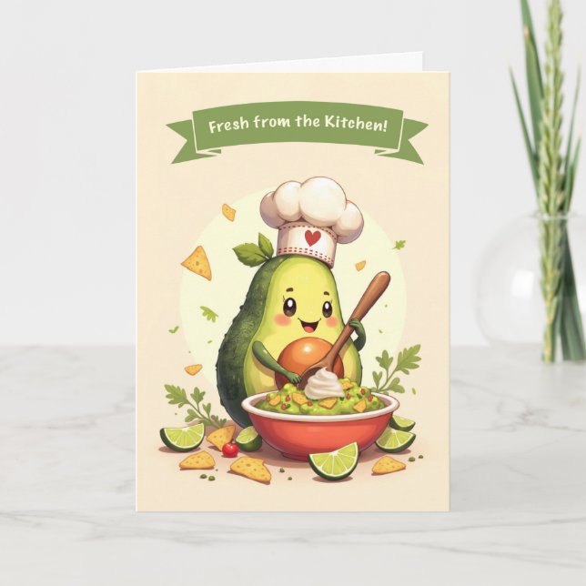 Tarjeta Chef de aguacate con tazón en el Día Nacional (Anverso)