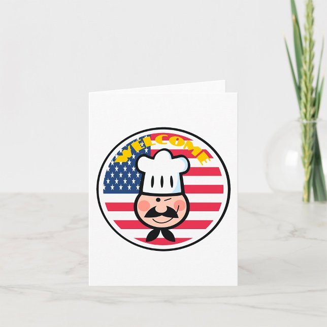 Tarjeta Chef De Bienvenida Con Bandera Americana (Subido por el creador)