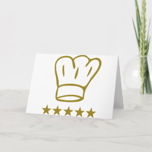 Tarjeta chef de lujo dorado gorra 5 estrellas icono
