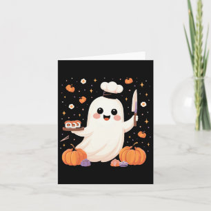 Tarjeta Chef Fantasma Con Bandeja De Sushi Divertido Hallo