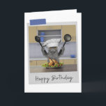 Tarjeta Chef Grey Cat Funny Birthday Card<br><div class="desc">Brighten up any cat lover's birthday with this whimsical and fun feline design!</div>