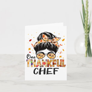 Tarjeta Chef One Thanky Messy Bun Women Acción de Gracias 