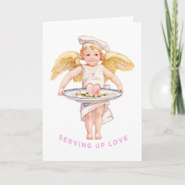 Tarjeta Chef Querubín Antiguo Sirviendo Amor Chic San Vale