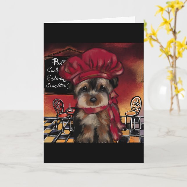 Tarjeta Chef Yorkie  (flor amarilla)