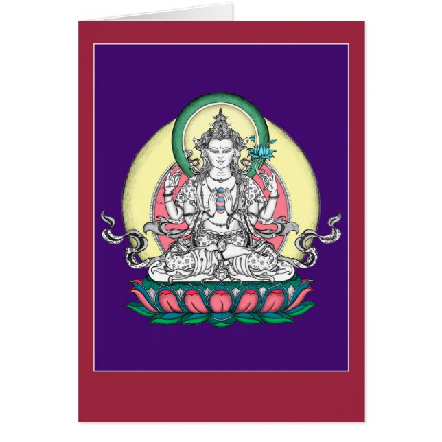 TARJETA Chenrezig/Avalokiteshvara con la (Frente)