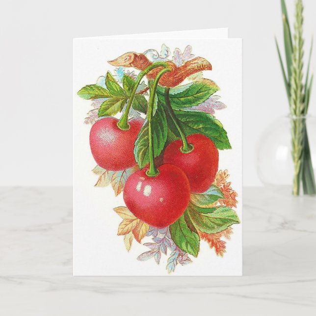 Tarjeta Cherries vintage (Anverso)