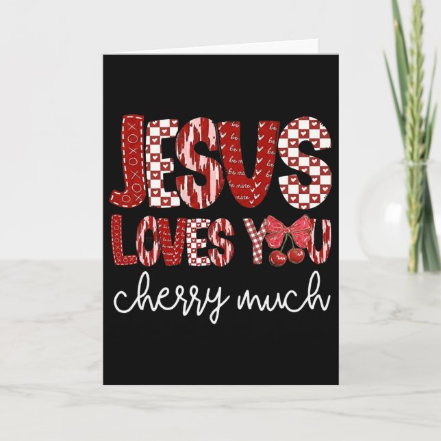 Tarjeta Cherry And Bows Cute Cherry Love You Cherry Much V (Anverso)