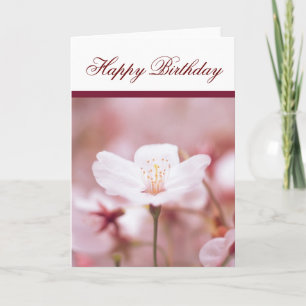 Tarjeta Cherry Blossom Flower Happy Birday Greet Card