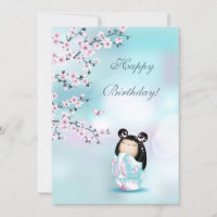 Cherry Blossom Kokeshi Doll Cumpleaños