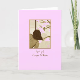 Tarjeta Cherry Blossoms April Chica Birday Card