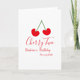 Tarjeta Cherry two 2nd birthday red cherry kids simple 