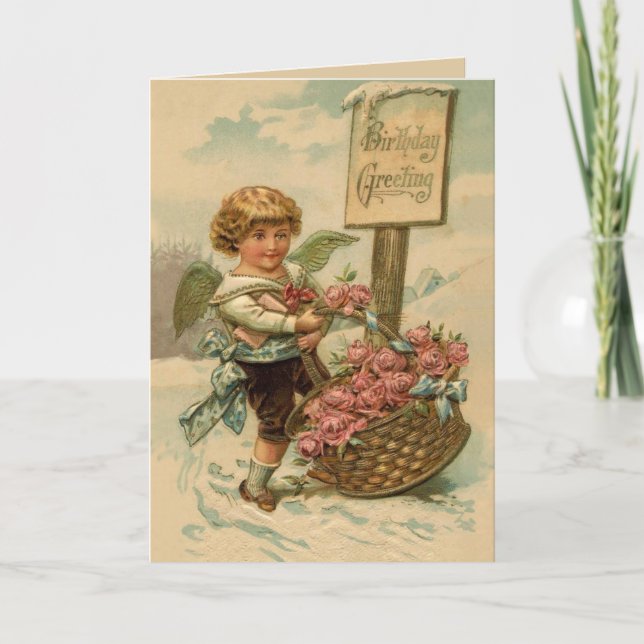 Tarjeta Cherub con Rosas (Anverso)