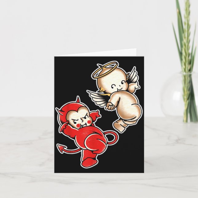 Tarjeta Cherubines Angel Diablo Bebé Kewpie (Anverso)