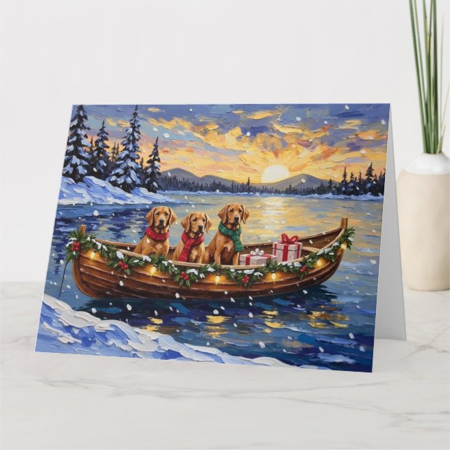 Tarjeta Chesapeake Bay Retriever Christmas Boat Holiday (Anverso)