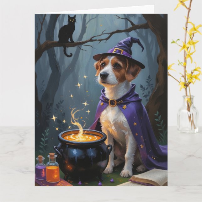 Tarjeta Chesapeake Bay Terrier Caprichoso Halloween  (flor amarilla)