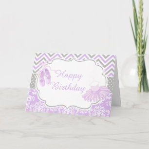 Tarjeta Chevron Ballerina morada y gris