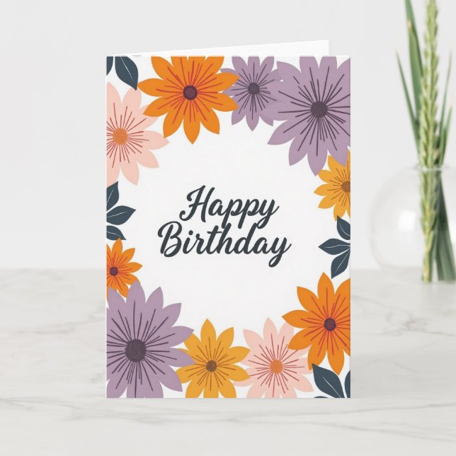 Tarjeta Chevron Flor Feliz (Anverso)
