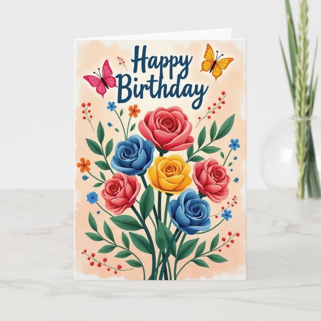 Tarjeta Chevron Flores Vibrantes (Anverso)