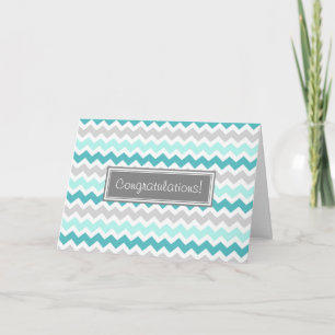 Tarjeta Chevron Gris Azul Felicitaciones Recién nacido Boy