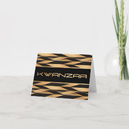 Tarjeta Chevron negro y oro imprime "Happy Kwanzaa"