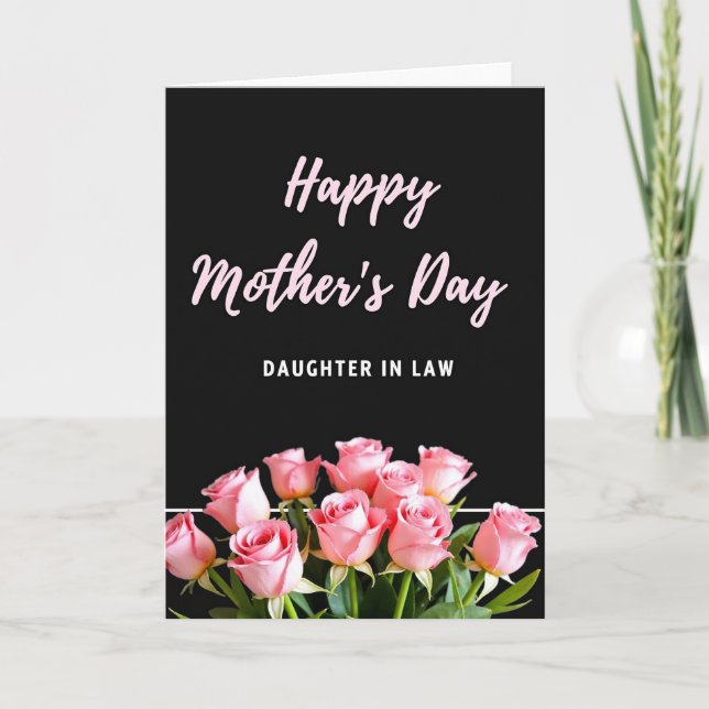 Tarjeta Chevron Pink Rose Floral Card (Anverso)