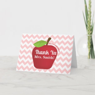 Tarjeta Chevron rosa, manzana de agradecimiento a profesor