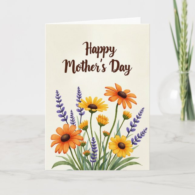 Tarjeta Chevron Watercolor Bouquet (Anverso)