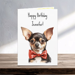 Tarjeta Chi Chihuahua Nombre de cumpleaños de perro pimien