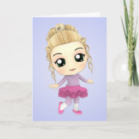 Chibi Chica Ballerina Birthday Card